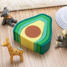 Abacate dos desenhos animados/melancia silicone jenga bpa livre bebê silicone mordedor 3d dobrável bloco de construção brinquedos educativos