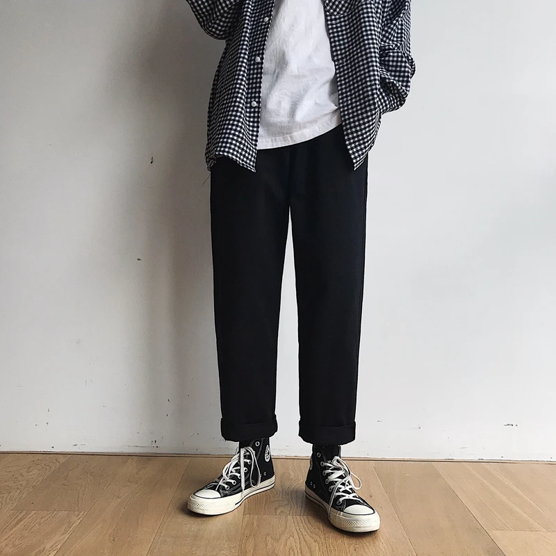 Spring Summer Drawstring Casual Pants Men's Fashion Solid Color Straight Pants Men Streetwear Hip-hop Loose Trousers Mens M-5XL