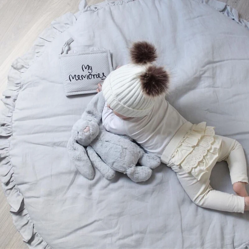 Круглый рюшами для младенца Ползунки новорожденных матрас коврики детей Спальня