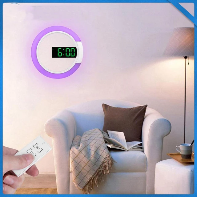 3D LED wall clock Digital Table Clock Alarm Mirror Hollow Wall Clock Modern Design Nightlight For Home Living Room Decorations 2