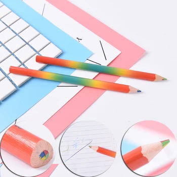 

2Pcs Rainbow Color Pencil Set The Drawing For Children Stationary Color Pencils 4 Mixed Colors Professional Pencils Art