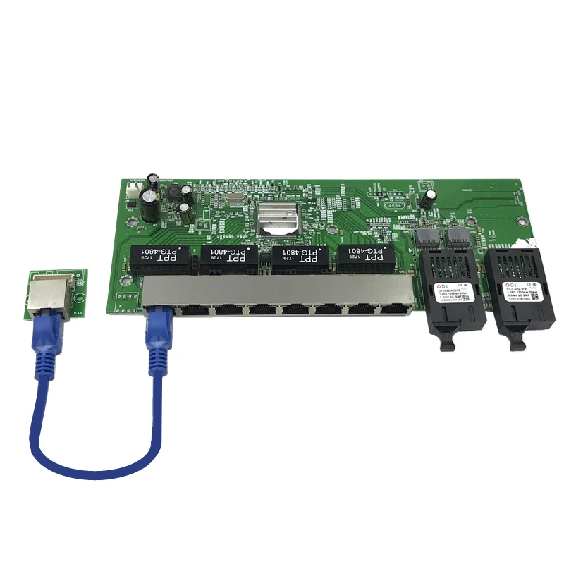 Обратный 10/100/1000M Gigabit Ethernet-коммутатор волоконно-оптического одномодового 8 RJ45 2 SC