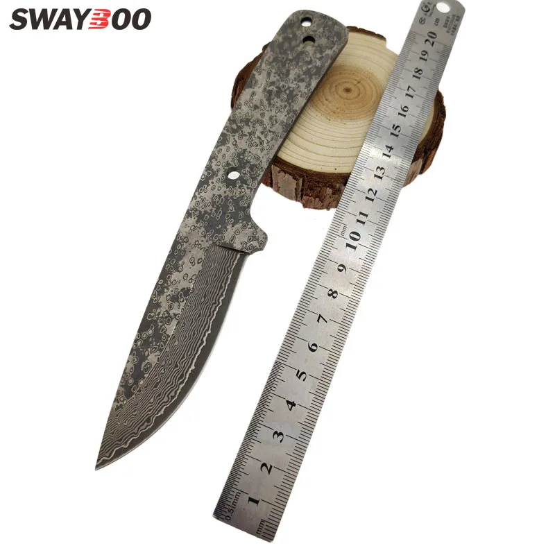 

Swayboo Integral keel Damascus Steel Sharpen Diy knife blade making DIY parts Sharp Fixed blade camping Hunting Knife Billet