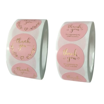 

Round Pink 'Thank You' Sticker Labels Handmade Soap Cake Decorating Supplies Private Baking Cake Decorations - Roll of 500