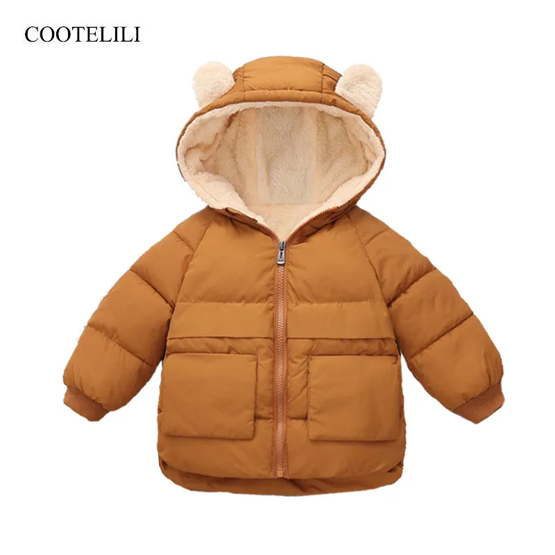 Cootelili Fleece Winter Parkas Kids Jackets For Girls Boys Thick Velvet