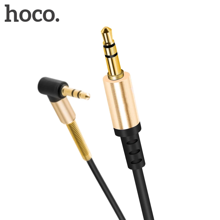 HOCO Aux Cable Gold Plated 3.5mm Jack Male to Male 90 Degree Audio