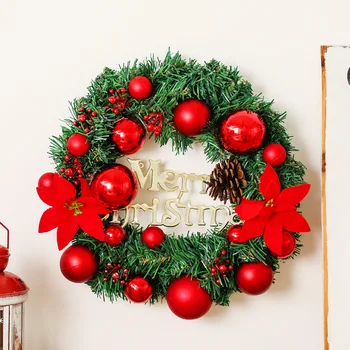 

30CM Christmas Wreath Door Hanging Simulation Flower Christmas Decoration Party Daily Necessities Wreath Hanging Household Items
