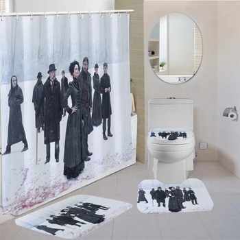 

3/4 Pieces Penny Dreadful Shower Curtains Sets British Horror Story Carpet Gift Toilet Mat 3D Print Movie Bathroom Non-slip Set