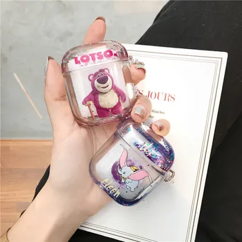 

Quicksand Strawberry Bear Flower Silicon Case for Apple Airpod 1/2 Wireless Charging Bluetooth Earphone Cover with Hanging Chain