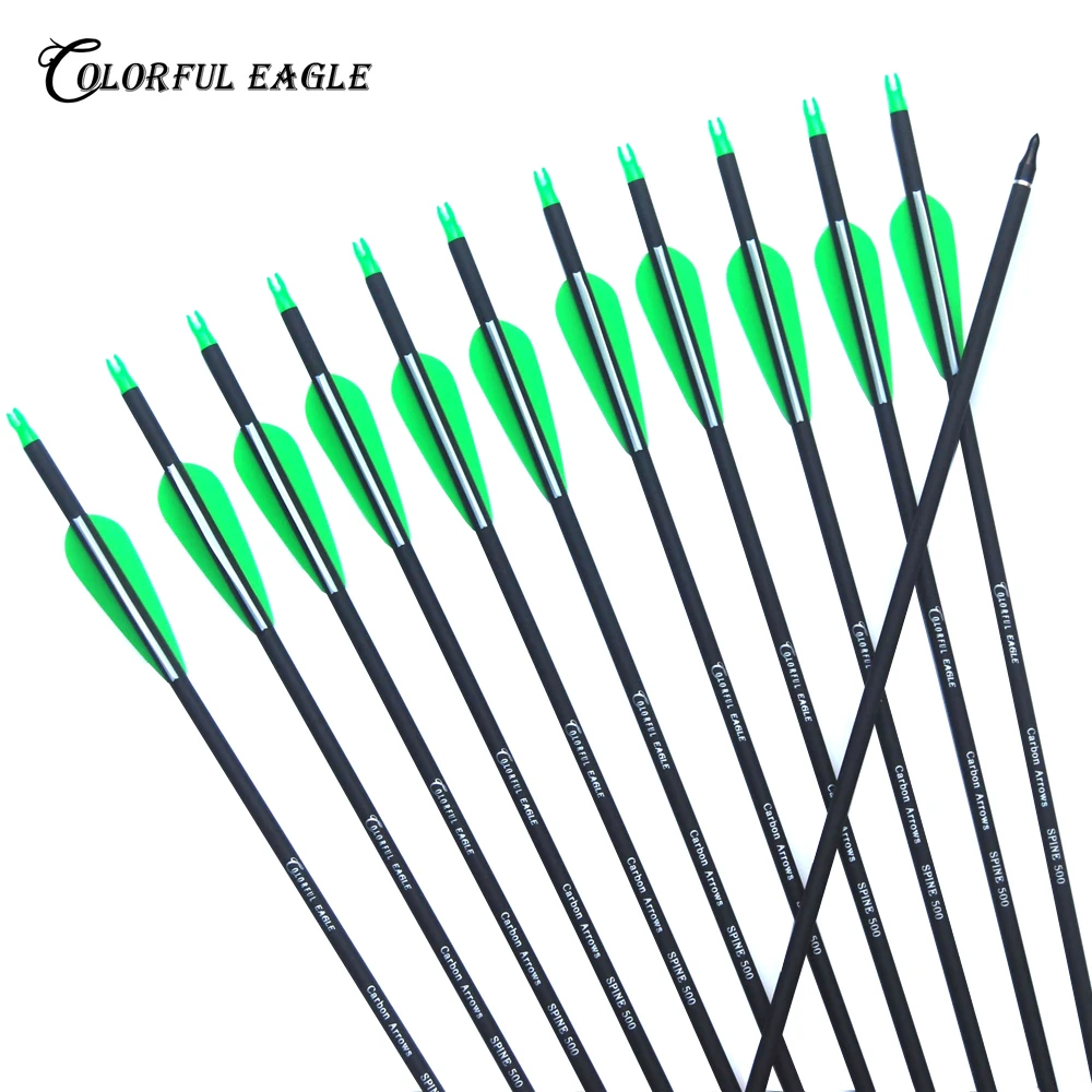 Новая карбоновая стрелка 28 &quot/30&quot/31 &quotстрелы для стрельбы из лука Spine500 сменные