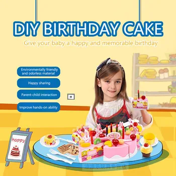 

Kids Birthday Cake Toy Set DIY Fruit Cream Cutting Food Toys Pretend Play Gift Kitchen Pretend Play Plastic Toys For Children