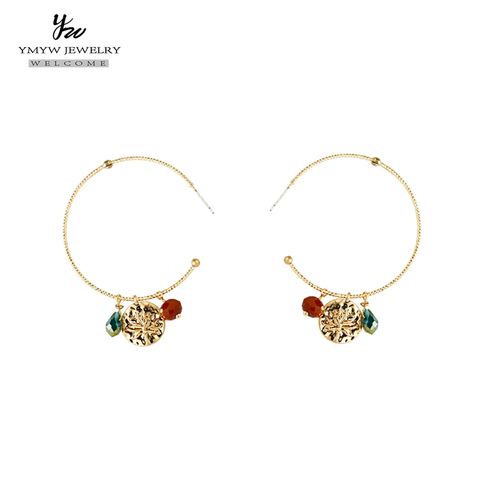 

YMYW Fashion Exquisite Zinc Alloy Hoop Earrings Colorful Crystal Dangle Earrings for Women Girls Party 2019 Oorbellen Kolczyki