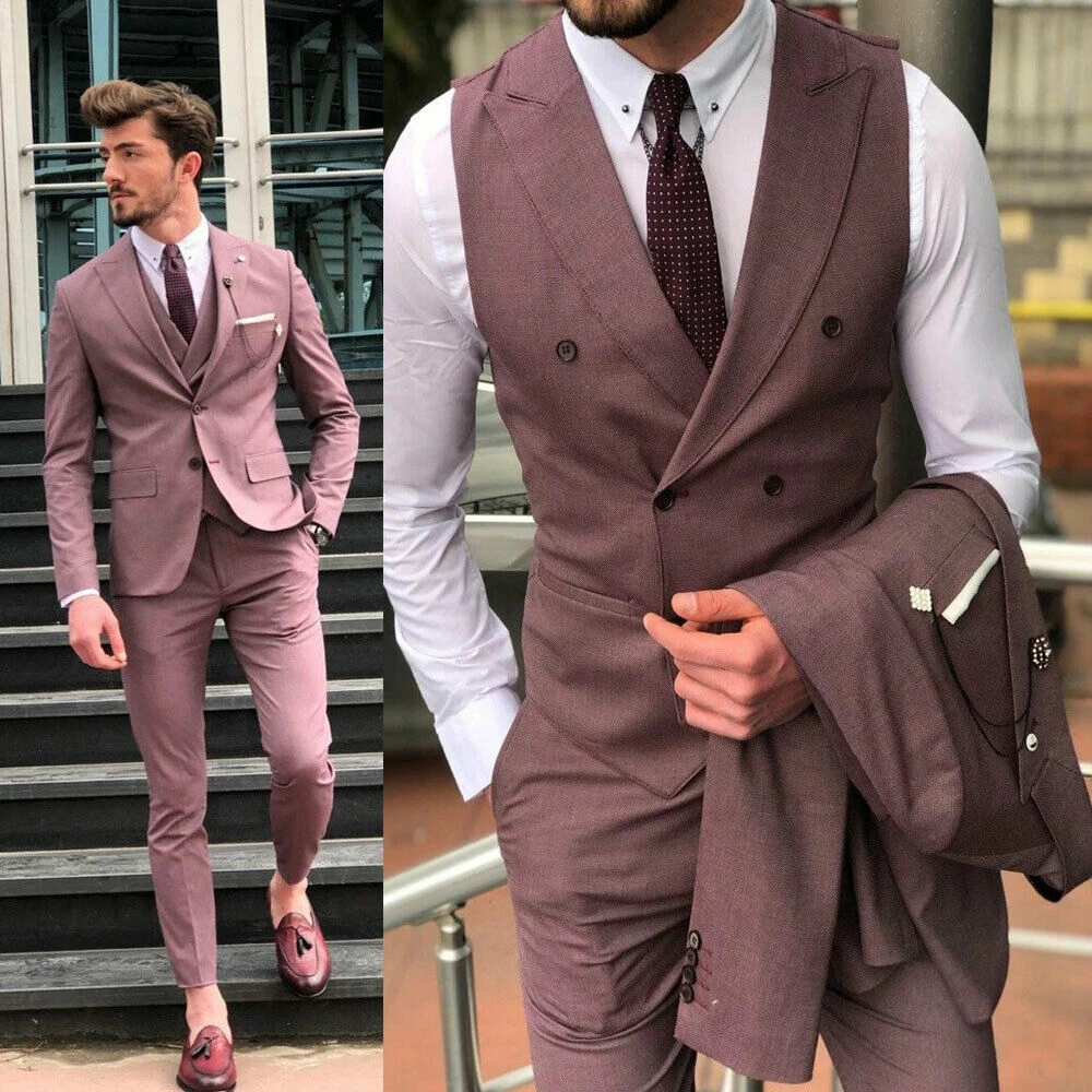 Traje de dos botones para hombre, chaqueta y pantalones para la playa, traje con solapa de pico para novio, esmoquin para boda, fiesta de graduación cóctel|Trajes| - AliExpress