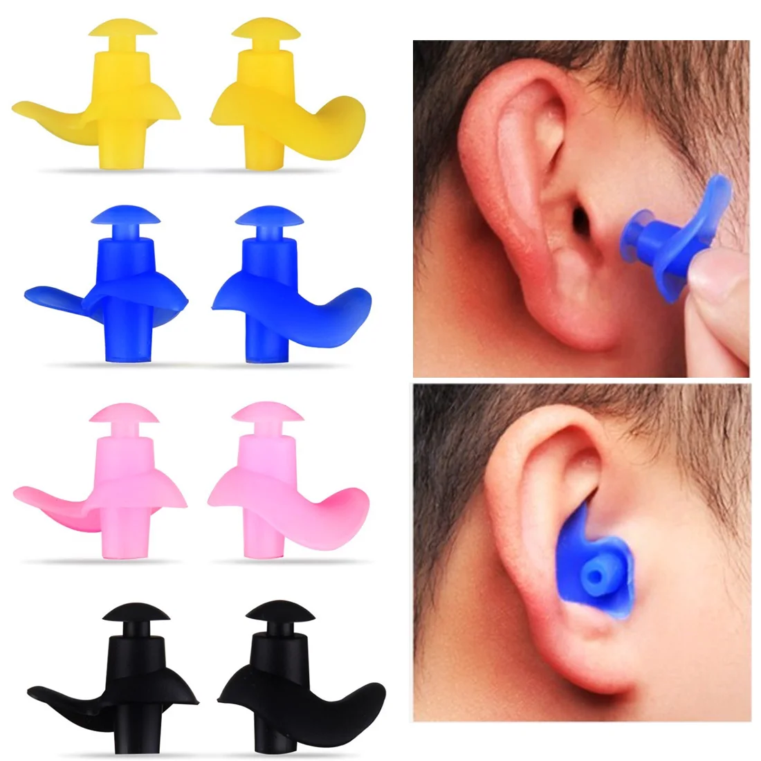 1 Pair Waterproof Swimming Professional Silicone Swim Earplugs Soft Ear Plug PA 