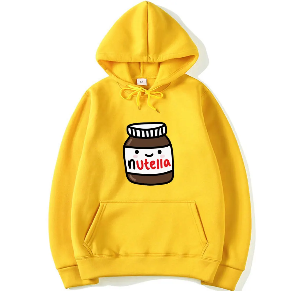 

Cute Anime Sweatshirts Hoodies Nutella Jar Drawing Realistic Like In Your Fridge Hoodies Fleece Long Sleeve Hoody Men Streetwear