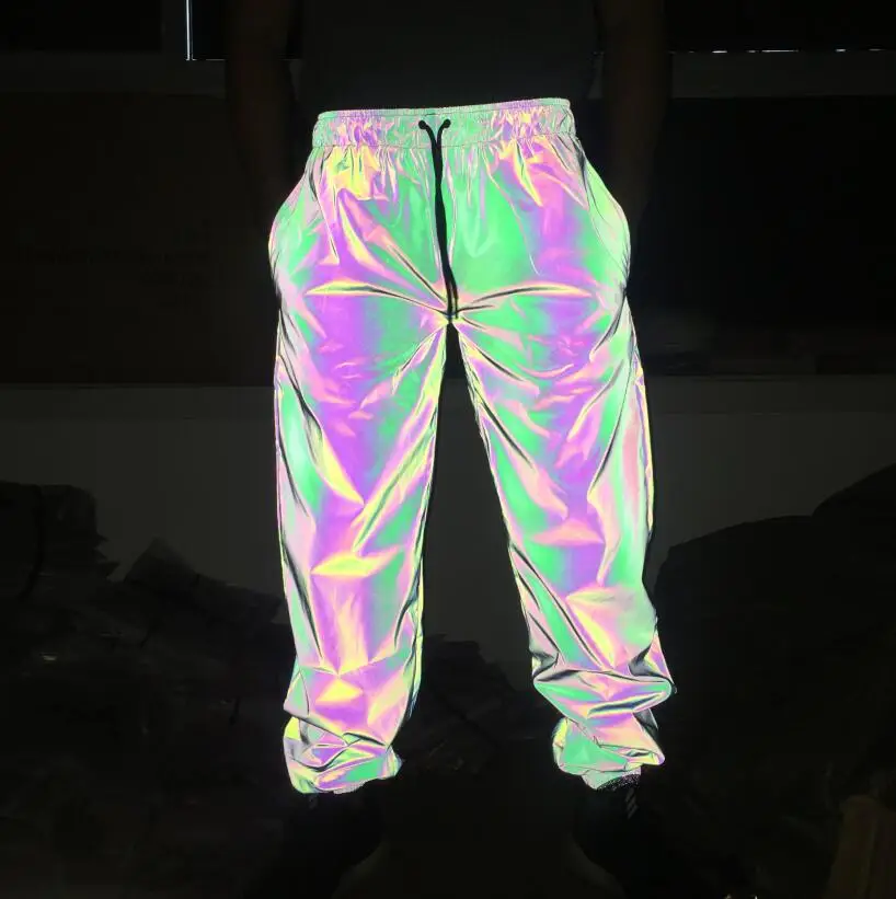 Autumn winter men night shiny colorful reflective joggers elastic waist  pants man street dance hip hop sweatpants pantalones - AliExpress