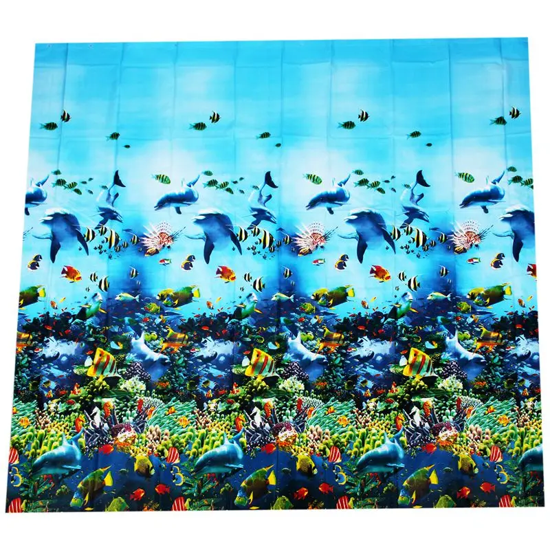 

180 x 180cm Sea Life Waterproof Fabric Bathroom Shower Curtain Blue(The underwater world)