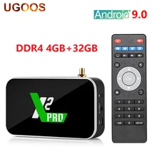 UGOOS X2 PRO Smart Android 9,0 ТВ приставка Amlogic S905X2 4 Гб DDR4 32 Гб 2,4G 5G WiFi 1000M Bluetooth 4K HD медиаплеер 2G16G X2 cube