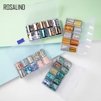 

ROSALIND Slider Foil Stickers For Nails Art decals Manicure Set Design Top Semi Permanent Nail Stickers Kit Need Base Gel Polish