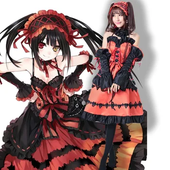 

DATE A LIVE Tokisaki Kurumi dress uniform Cosplay Costume Lady Girl Gothic princess dress Tokisaki Kurumi 120 cm wig Cosplay