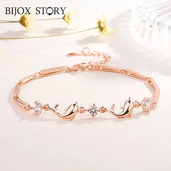 

BIJOX STORY Trendy 925 Sterling Silver Jewelry Bracelet with AAA Zircon Dolphin Shape for Women Wedding Party Wholesale Bracelet