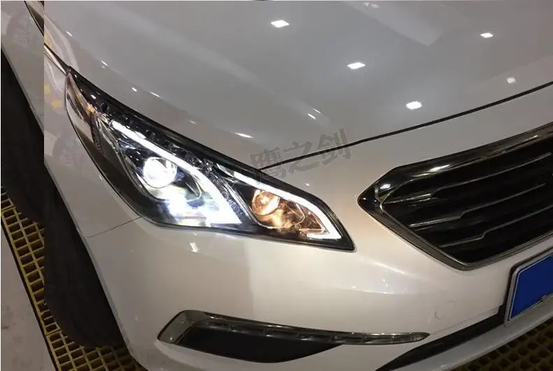 Автомобильные стильные фары для hyundai Sonata9 Sonata 9 фары светодиодный ходовые огни биксеноновые фары Противотуманные фары с ангельскими глазками