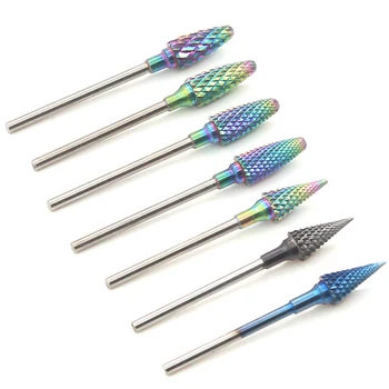 

Tungsten Blue Rainbow Carbide Nail Drill Bit Electric Nail Mills Cutter for Manicure Machine Nail Files Accessories