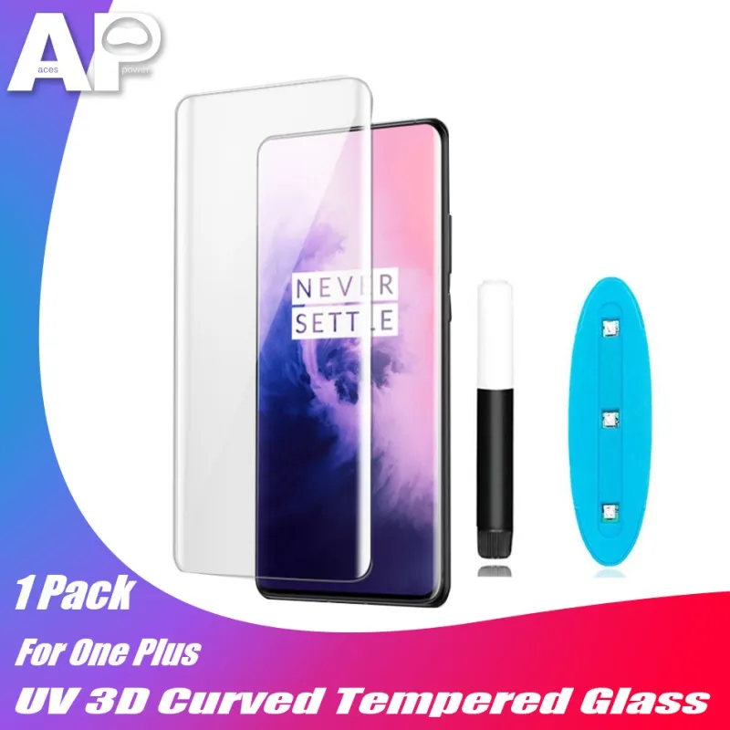 

Acespower Protective Glass for Oneplus 7 Pro Tempered Glass Screen Protector UV Nano Optics Full Glue Cover One Plus Protectors