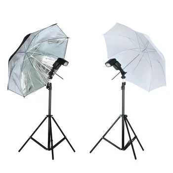 

Photo Studio Lighting Kit 1.9M Tripod Light Stand + Flash Bracket Holder + 33'' Soft Black Silver Reflective Umbrella