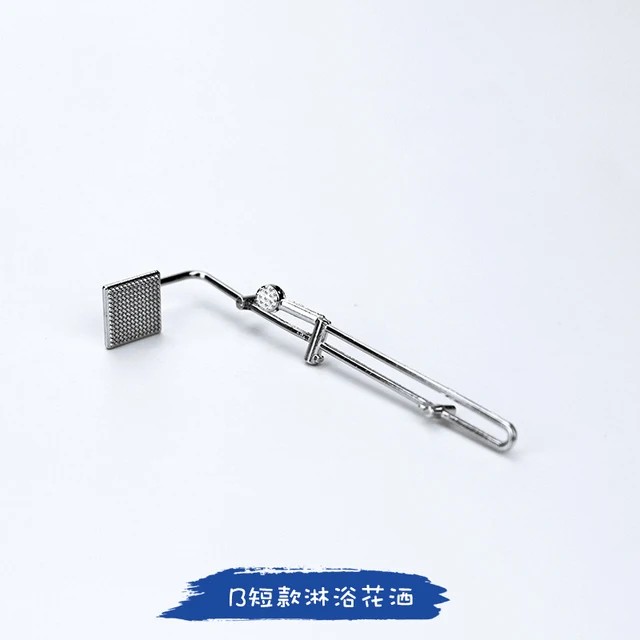 1/12 Dollhouse Miniature Accessories Mini Alloy Shower Simulation Bathing Shower Model Toy for Doll House Decoration ob11 Short Version