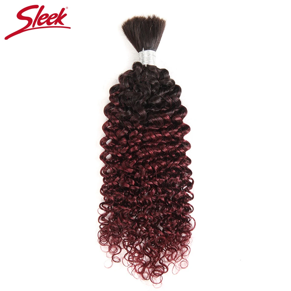 Sleek Remy Human Hair Peruvian Kinky Curly Bulk Hair For Braiding No Weft Braids Hair Bundles Ombre T1B/99J