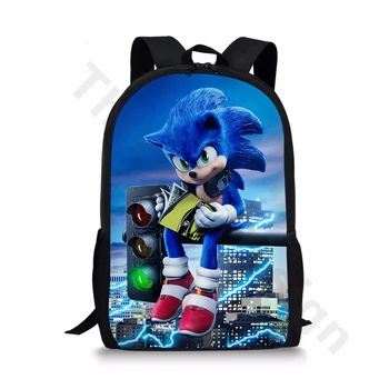 

THIKIN Fashion Sonic Print Backpack for Kids Teen Children School Bag Mochila Escolar 3D Cartoon Pattern Book Bags Logo Custom