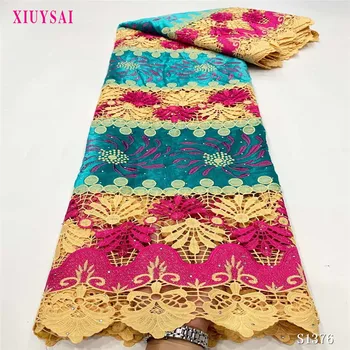 

Latest African Cord Guipure Lace Fabric 2020 French Net Lace Fabric High Quality Milk Silk Water Soluble Lace Fabric S1373