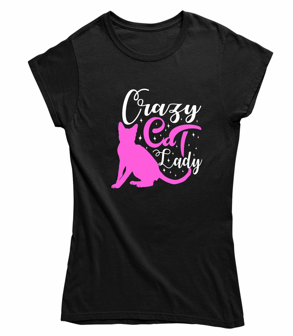 Женская футболка с кошкой Crazy Cat (41) животными для мужчин женщин и футболки