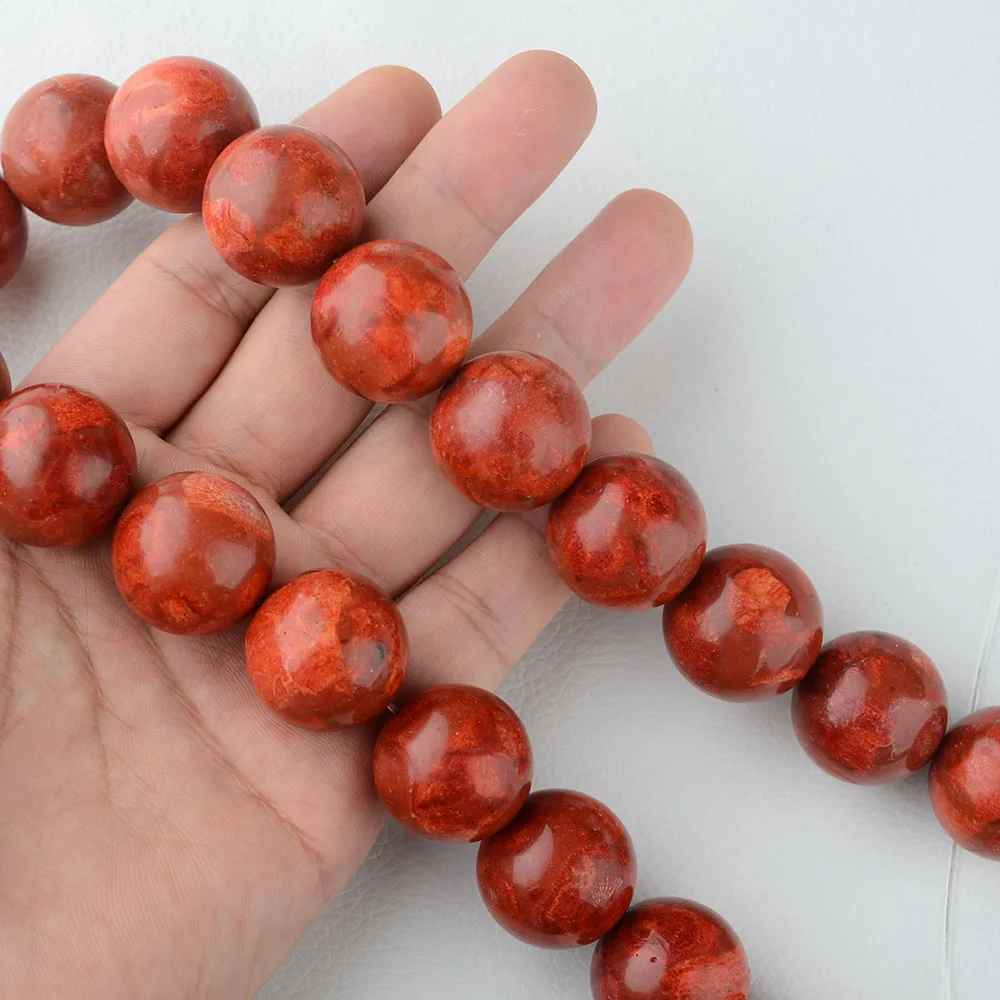 Red Sponge Coral round gems stone beads Strands 15