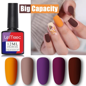 

LEMOOC Nail Polishes Gel Big Capacity Colors Varnishes Semi Permanent Soak Off UV LED Lacquers Beautiful Matt Effect Design