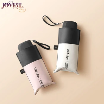 

Umbrella 5 Fold Flat Telescopic Small Portable Sun Protection Vinyl Aluminum Glassfiber Skeleton Material Rubber Handle Parasol