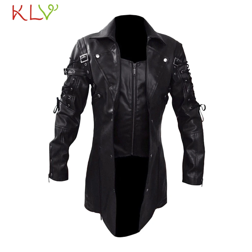 Men Punk Slim Leather Jacket Biker Motorcycle Jacket Bomber Outwear Coat Retro