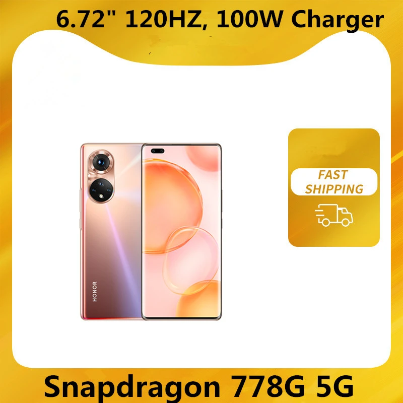 In Stock Honor 50 Pro 5G Android Phone 8GB 256GB Fingerprint NFC 6.72" 120HZ OLED 100W Charger 100.0MP Camera Snapdragon 778G huawei new cell phone