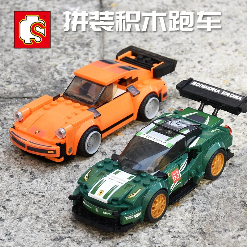 

Baby Semp Race Car Building Blocks 4-Cars Supercar Equation Race Car Assembled Car Educational Force Splicing Toys Gift