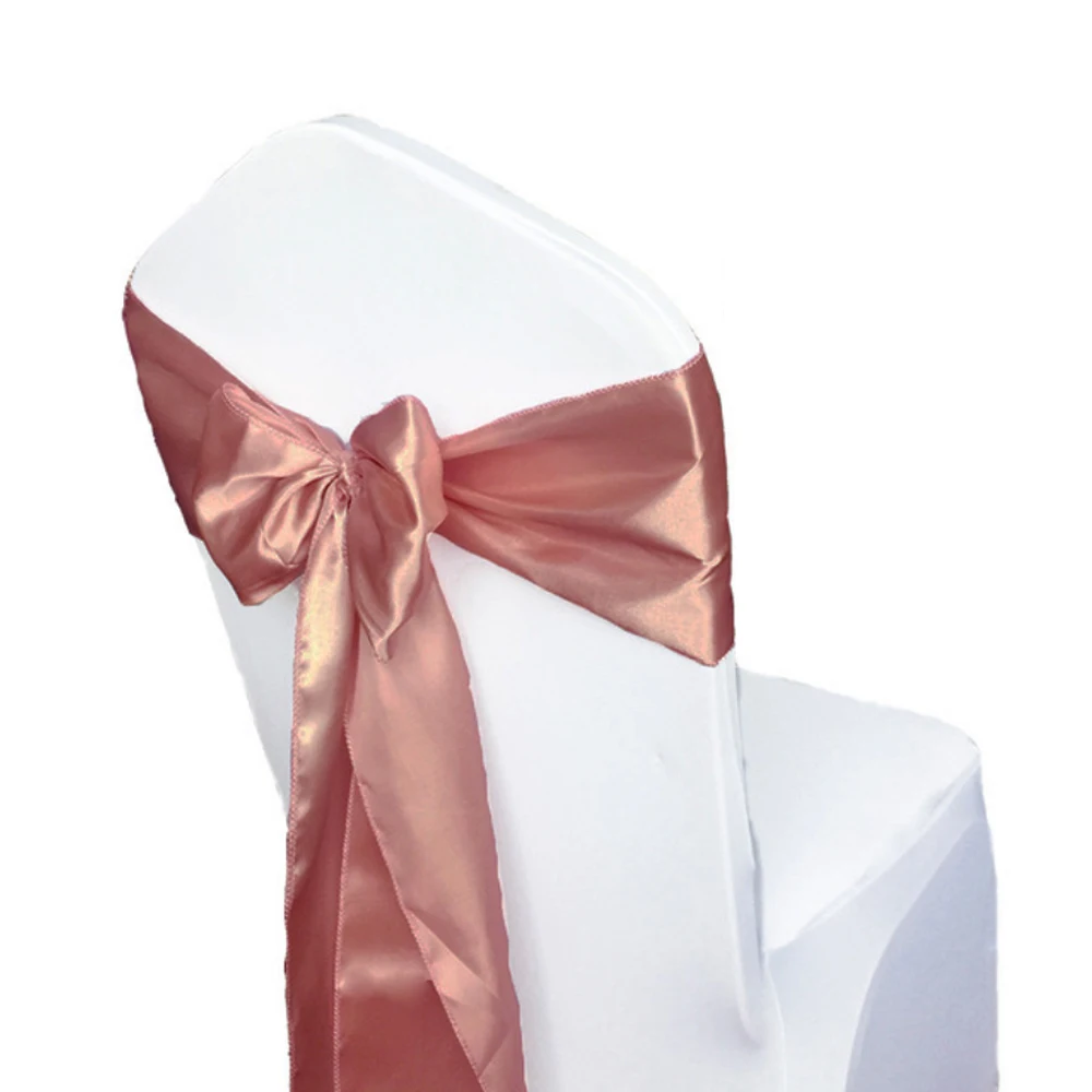 Упаковка из 100 атласная лента на стул бант Галстуки Для Свадьба Вечерние события украшение стула - Цвет: Pink Gold