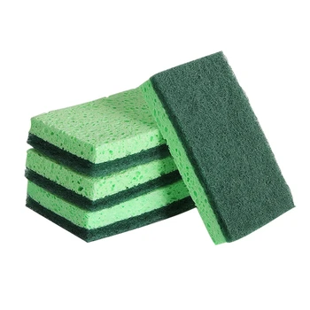 

6Pack Non-Scratch Cellulose Scrub Sponge Kapok Cotton Dishwashing Brush, Dual-Sided Dishwashing Sponge for Kitchen Green
