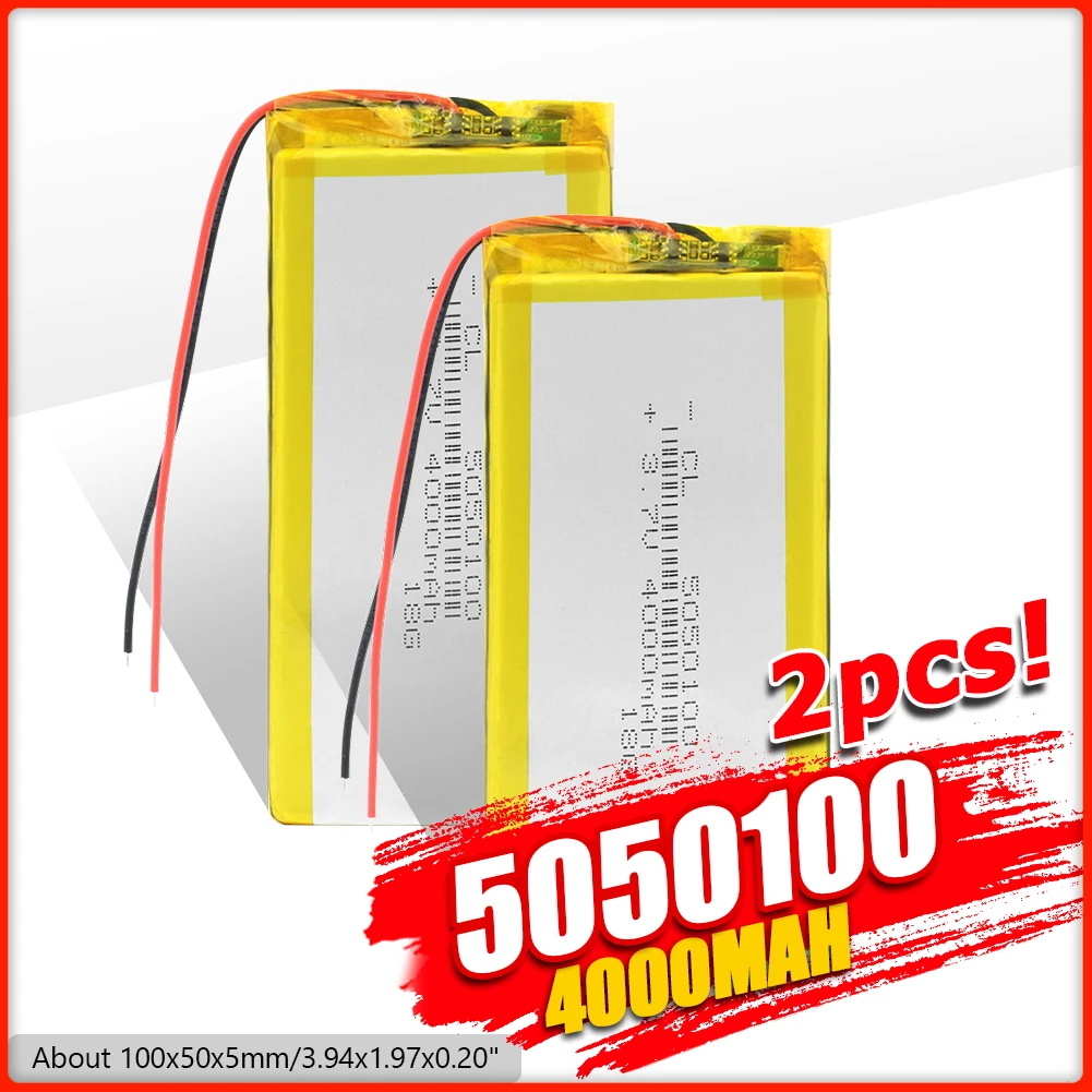 1/2/4 шт. литий полимерный Батарея 3 7 v Высокая Ёмкость 4000 мА/ч 5050100 ионный