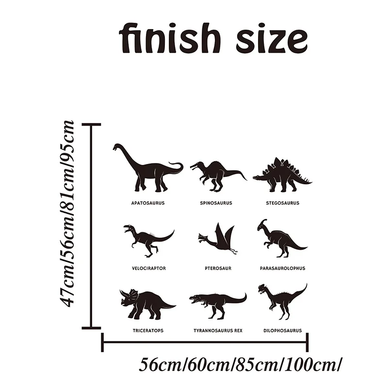 Large Nine Dinosaur Name Animal Wall Sticker Kids Room Jurassic Park Dinosaur World Wall Decal Game Play Room Vinyl Decor (1)