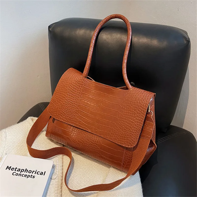 Luxury Crocodile Pattern Women’s Shoulder Messenger Tote