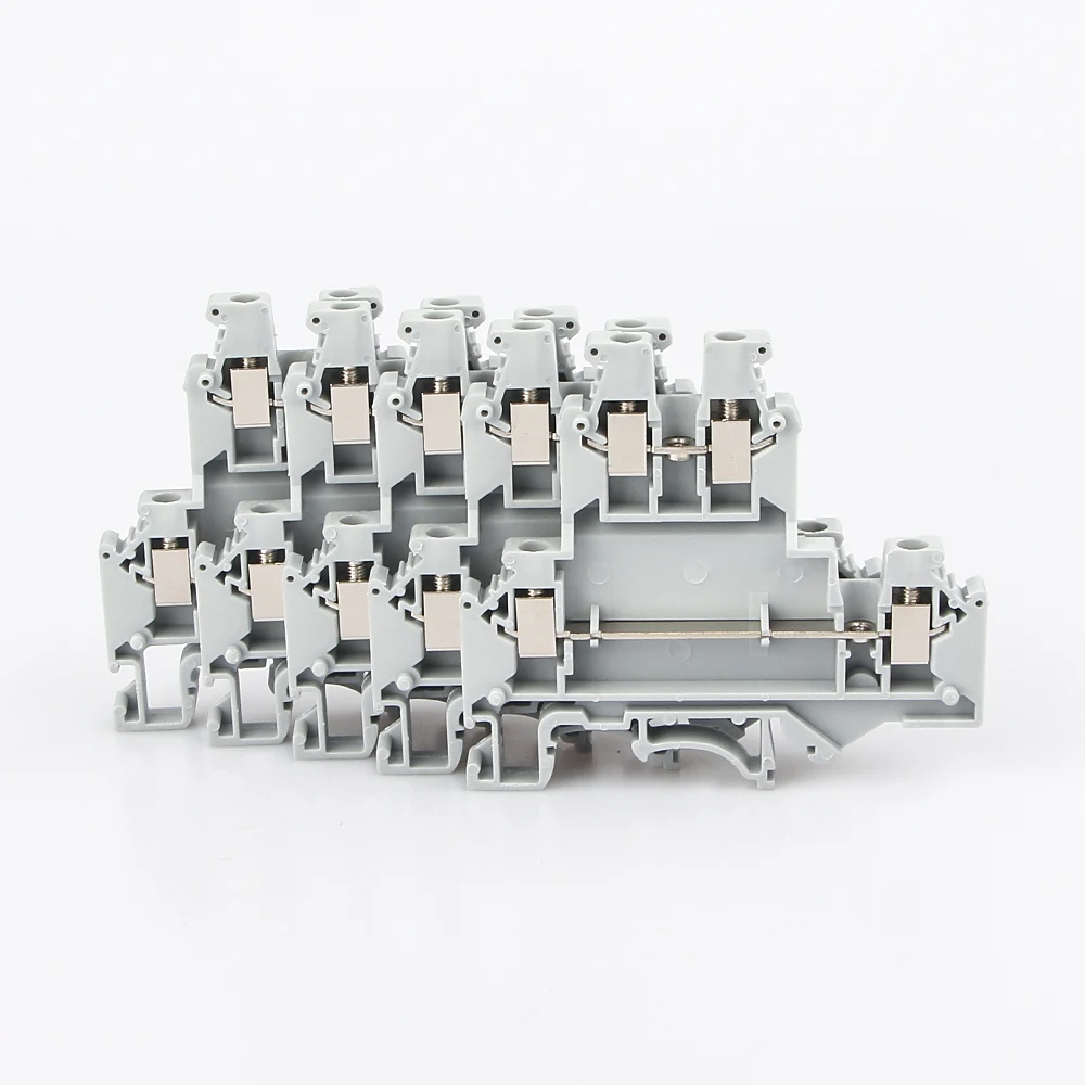 10Pcs UKKB-3 Din Rail Terminal Blocks  Connector Double Layer Terminal Screw Wiring UKKB3 Wire Connector  Screw Terminal Block