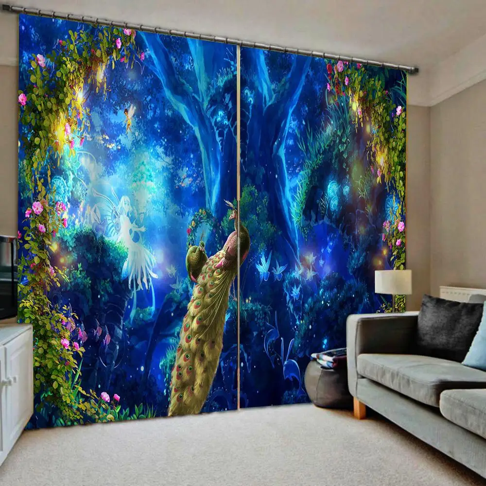 Blackout Sheer Curtains Beautiful 3D For Living Room Bedroom fantasy animal Decor Curtain Drapes | Дом и сад