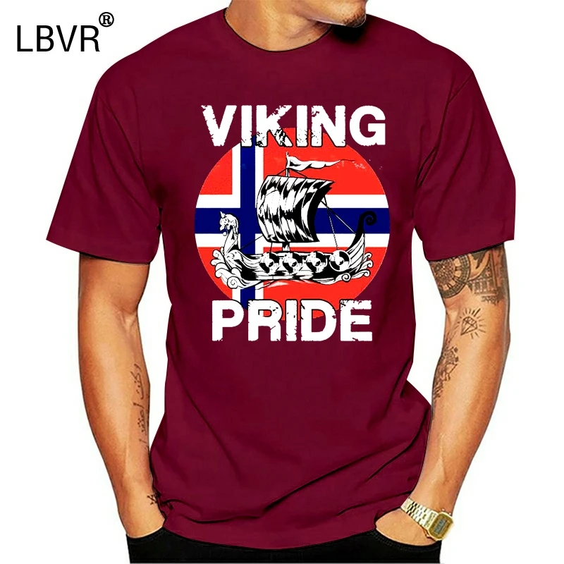 Viking гордость Норвегия норвежский лодка корабль футболка тренд с коротким
