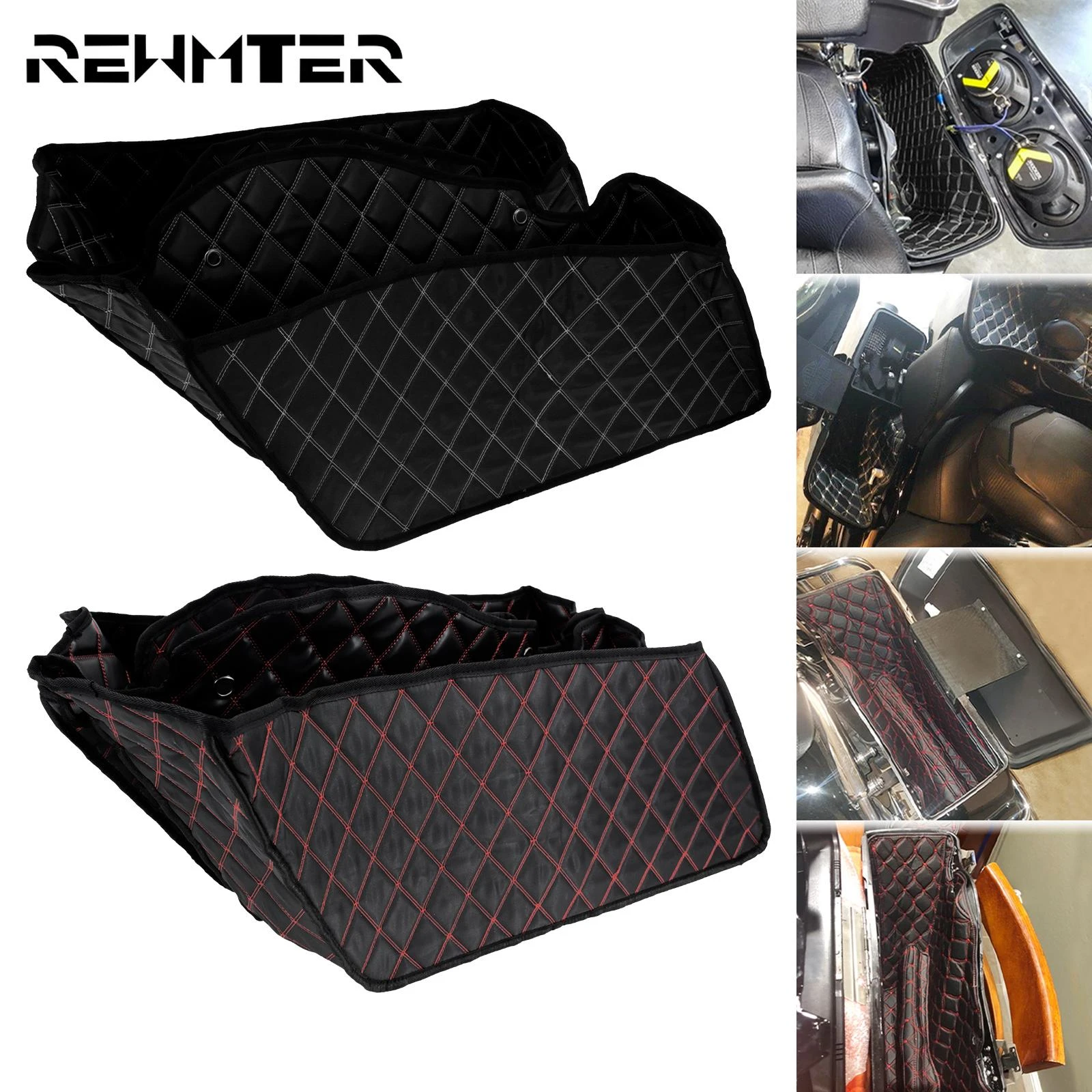 Motorcycle 2pcs Saddlebag Insert Carpet Liner Thread Extended Bags For