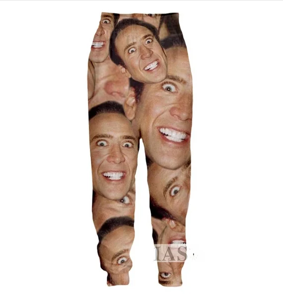 NEW Harajuku Famous Actor Nicolas Cage Funny 3D Print Women Mens Jogger Pan...